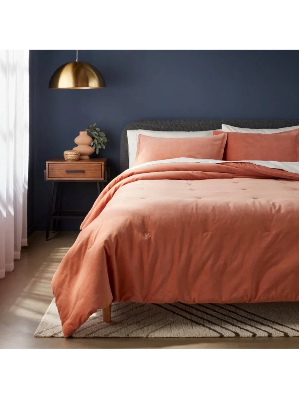 Threshold King Velvet Comforter and Sham 3 piece Set •Light Terracotta•